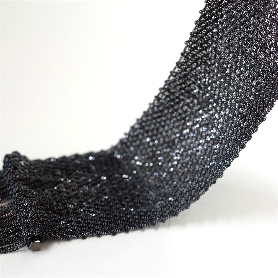 Silver knit bracelet with fringes SCIARPE | BR 4CMAGN